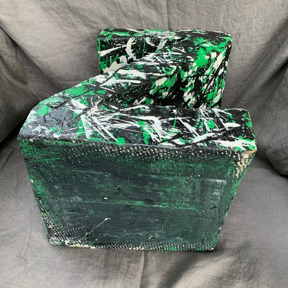 Abstract Original “Z” Face Print Mask Paper Mache 14x10x8 Mixed Media Sculpture - Picture 7 of 11